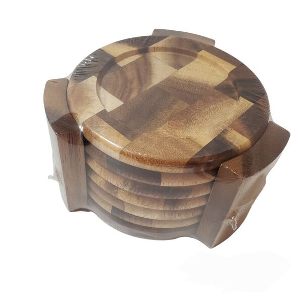 Lipper International Wood Coasts Set of 6 - Picture 1 of 5